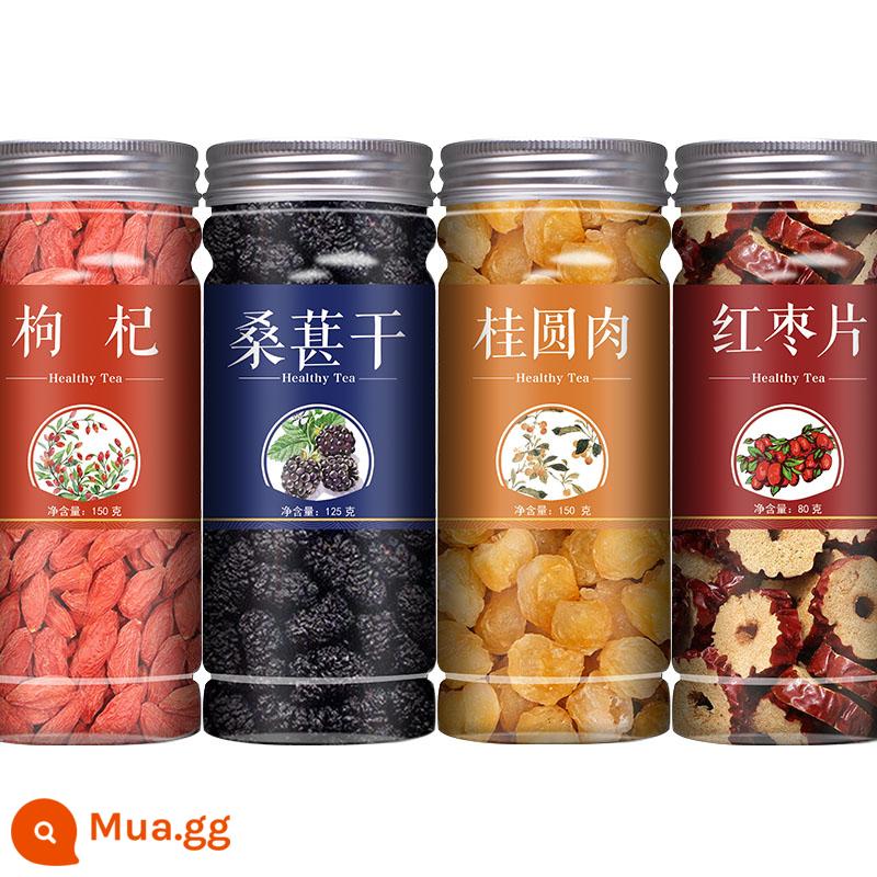 Dâu tằm khô dâu đen 500g dâu tằm đen cao cấp Trà hoa hồng Tân Cương kết hợp dâu tằm Ninh Hạ ngâm nước chính hãng - Dâu tằm đỏ + dâu tằm + nhãn + chà là đỏ [tổng cộng 4 lon]