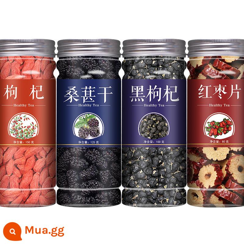 Dâu tằm khô dâu đen 500g dâu tằm đen cao cấp Trà hoa hồng Tân Cương kết hợp dâu tằm Ninh Hạ ngâm nước chính hãng - Dâu tằm đỏ + dâu tằm + dâu đen + chà là đỏ [tổng cộng 4 lon]