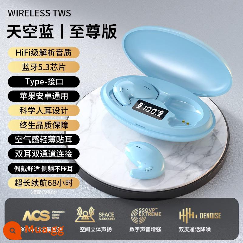 Tai nghe bluetooth dẫn xương true wireless không nhét tai 2023 cao cấp mới ngủ đeo lâu không đau tai siêu khủng pin lâu - Supreme Edition Sky Blue [Không gây cảm giác đeo + tai mỏng nhẹ + đeo được khi nằm nghiêng + Hiệu ứng âm thanh Histen]