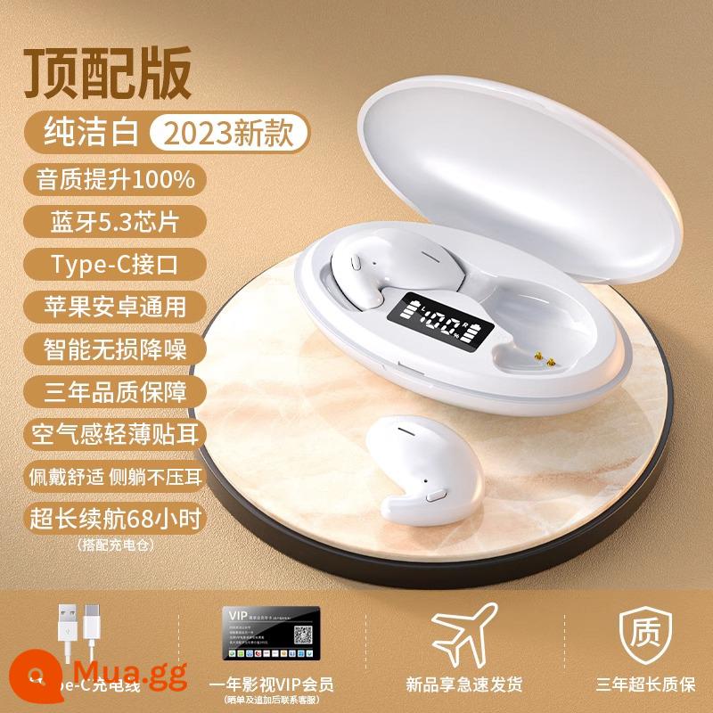 Tai nghe bluetooth dẫn xương true wireless không nhét tai 2023 cao cấp mới ngủ đeo lâu không đau tai siêu khủng pin lâu - Phiên bản cao cấp màu trắng ngọc trai [mỏng êm tai + đeo được khi nằm nghiêng + Hiệu ứng âm thanh Histen]