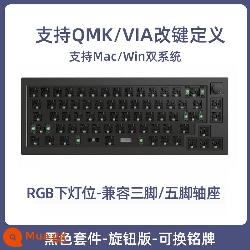 Keychron Q2 Núm 65% Tùy Chỉnh CNC Cực Dương Bàn Phím Cơ Gioăng Thiết Kế QMK Phím Thay Đổi Gpro - Q2B1 [Phiên bản núm] Bộ đệm trao đổi nóng RGB màu đen