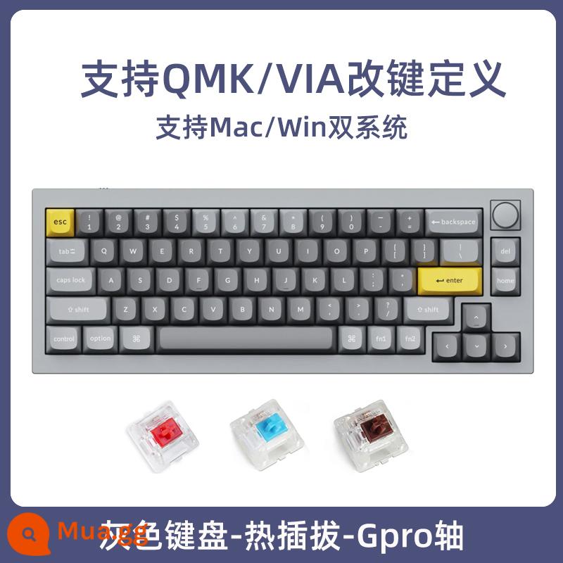 Keychron Q2 Núm 65% Tùy Chỉnh CNC Cực Dương Bàn Phím Cơ Gioăng Thiết Kế QMK Phím Thay Đổi Gpro - Q2NZ[phiên bản núm] RGB có thể tráo đổi nhanh-keycap PBT-màu xám