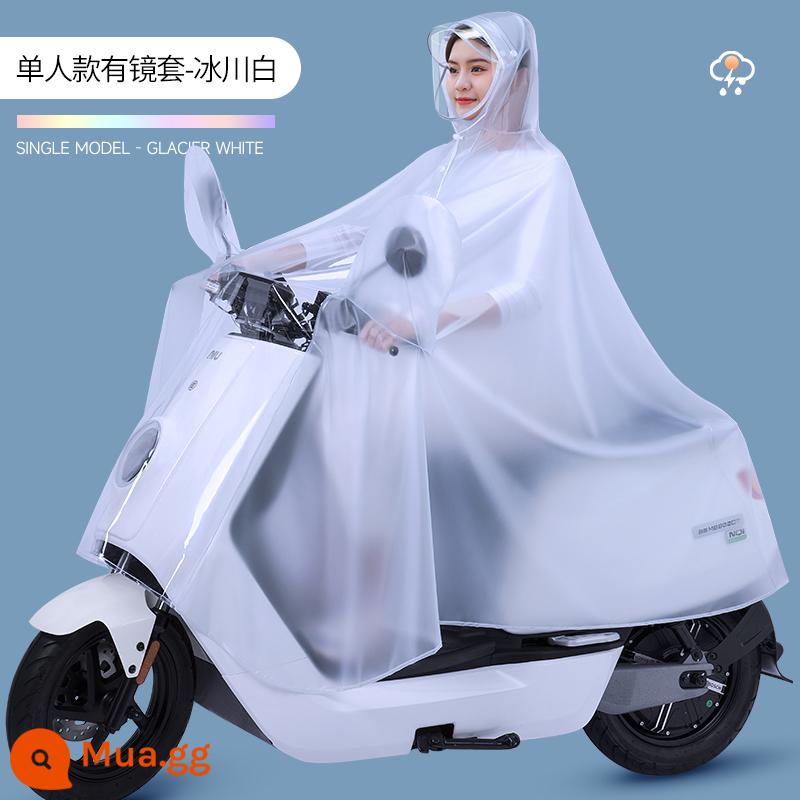 Áo mưa đầu máy chạy pin điện áo đôi nữ dáng dài chống bão cha con cưỡi mẹ con áo poncho đặc biệt - 4XL[Đơn]-Trắng Sông Băng