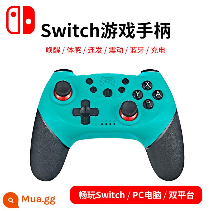 Chaoji Nintendo Switch PRO tay cầm Bluetooth không dây trong nước máy chơi game tay cầm không dây nspro Bluetooth rung somatosensory bùng nổ máy tính chuyên nghiệp có dây steamNS Lite phụ kiện - Tay cầm bọc cao su nội địa màu xanh đi kèm vòng bập bênh