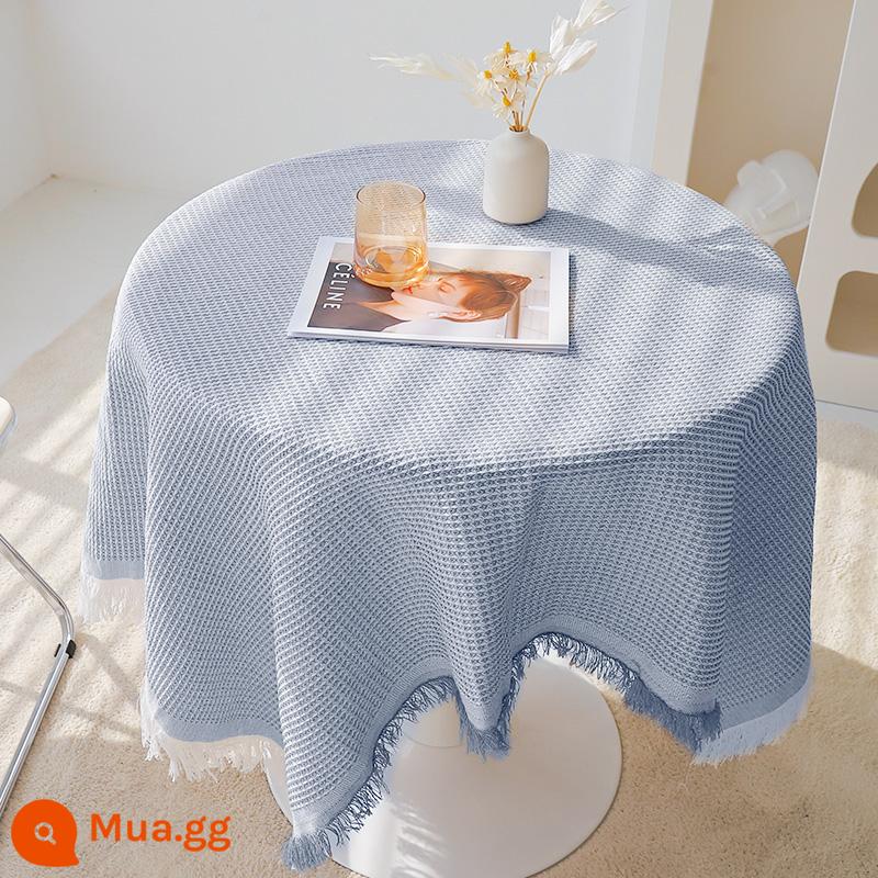 Pháp Vải Lanh Cotton Retro Khăn Trải Bàn Ren Trắng Nhật Mỹ Khăn Trải Bàn Tròn 2022 Bàn Bàn Vải Trải - Tổ ong-Xanh và Trắng [Màn hình bàn tròn]