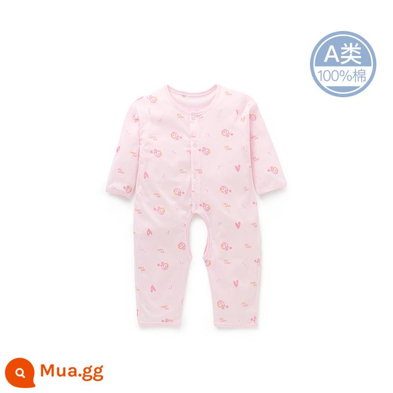 Quần áo cotton nguyên chất cho bé sơ sinh, áo liền quần có dây buộc mùa xuân thu, bé sơ sinh 0 đến 3 tháng đầy tháng, quần áo mùa xuân cho bé nam và nữ - MX1099 hồng phong cách mùa hè