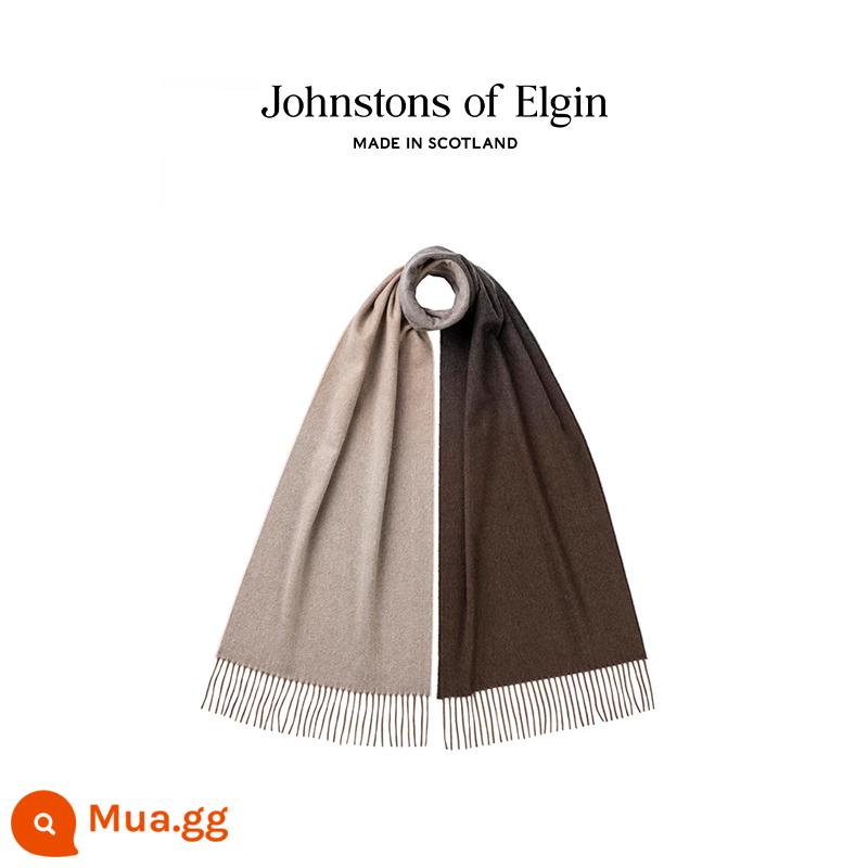 [Giảm giá 10% cuối mùa] Khăn len cashmere nguyên chất có độ dốc rộng của Johnstons of Elgin dành cho nam và nữ trong mùa đông - Màu nâu mun và màu xám mây