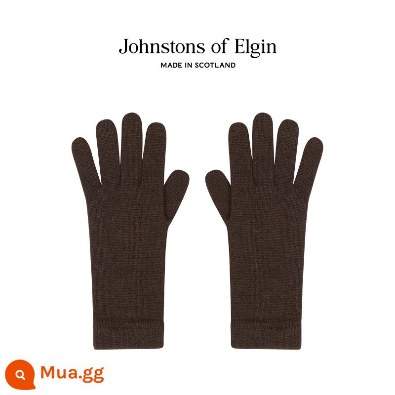 [Quà tặng năm mới] Găng tay cashmere nguyên chất dài cổ điển của cô Johnstons of Elgin dành cho nữ - gỗ mun nâu