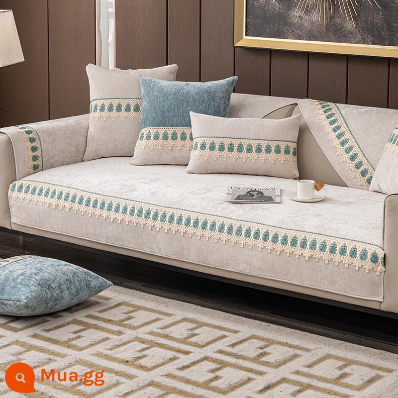 Sofa đệm nhẹ phong cách sang trọng hiện đại cao cấp bốn mùa phổ thông đơn giản hiện đại chống trượt khăn da Neil đặc biệt - Như cơm trắng thổ cẩm