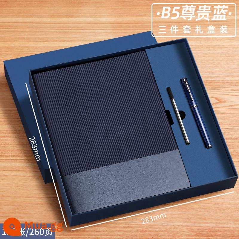 A6 máy tính xách tay cuốn sách nhỏ di động nhỏ mini xách tay bỏ túi văn phòng kinh doanh làm việc notepad cuốn sách nhỏ ghi nhớ cuộc họp cuốn sách tùy chỉnh có thể in logo - B5-Noble Blue (130 ảnh) bộ 3 món (bút ký + ruột bút)