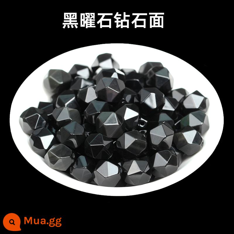 Đôi mắt vàng tự nhiên vàng obsidian lỏng hạt vàng đen obsidian tự làm bạc obsidian vòng tay dũng cảm vòng tay pha lê phụ kiện - Mặt kim cương Obsidian 6mm [30 miếng]