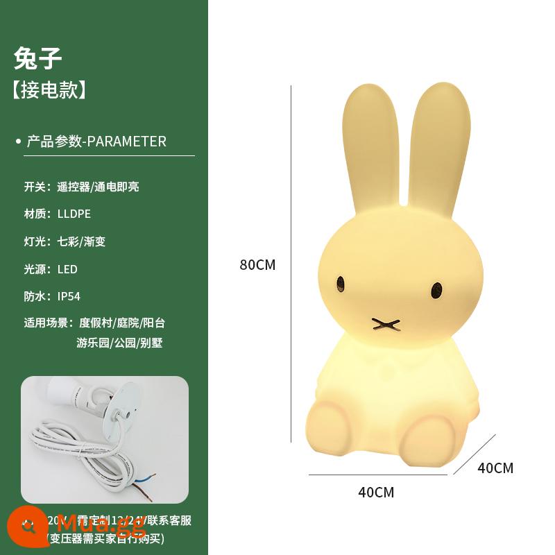 Solar Solar Outdo Glowing Rabbit Light Courtyard Cảnh Villa Vườn Bố cục Hộ gia đình Động vật hoạt hình trang trí Động vật hoạt hình - [Loại dây] 80CM