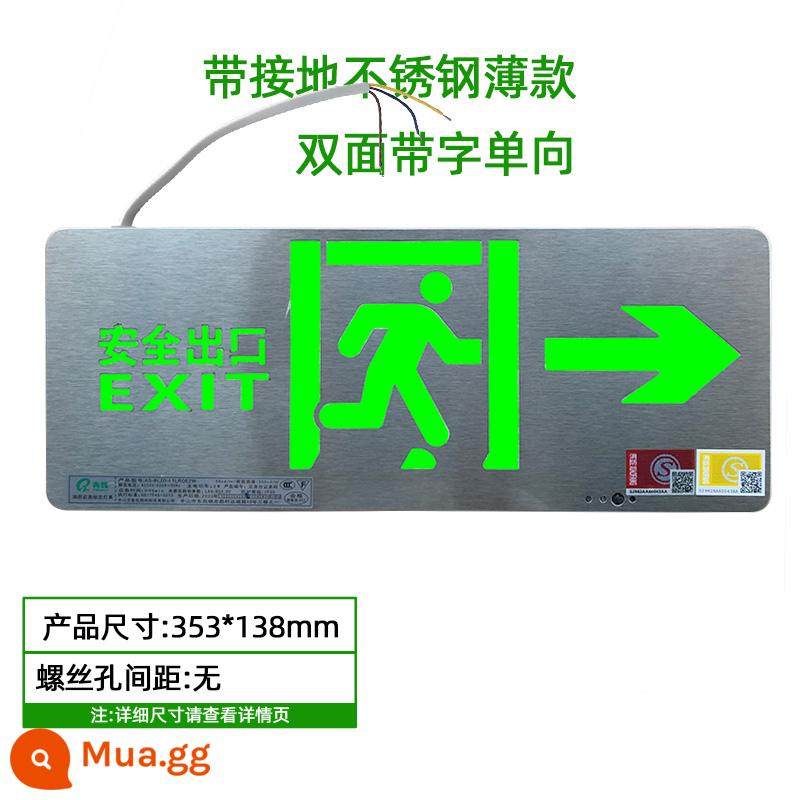 Biển báo thoát hiểm an toàn mỏng 6,8 mm bằng thép không gỉ gắn trên bề mặt kênh sơ tán khẩn cấp Đèn LED sơ tán - Inox 201 mỏng 2 mặt [có chữ một chiều] Điện áp: 24-220V