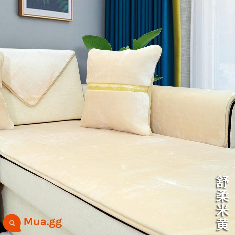 Sang Trọng Ghế Sofa Đệm Phong Cách Mùa Đông Da Chống Trơn Trượt Đệm Mùa Đông Dày Đệm Gỗ Cao Cấp Nhẹ Phong Cách Sang Trọng - Shurou-màu be