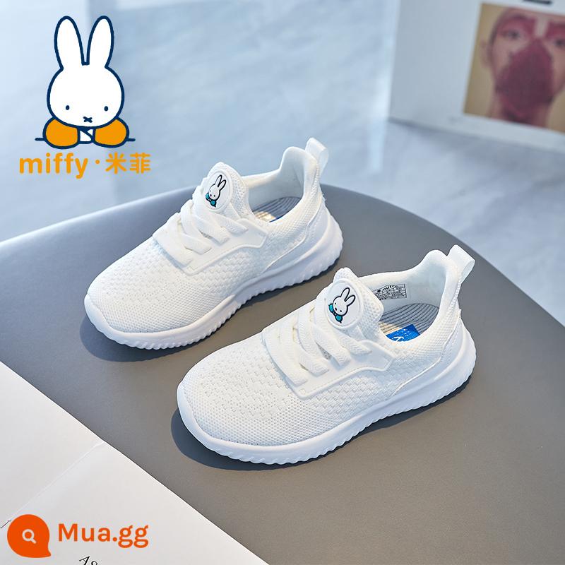 Giày bé gái Miffy Miffy mùa xuân và mùa thu 2023 trẻ em mới giày lưới thoáng khí cho bé gái giày chạy bộ thường ngày - Sứ Trắng (Phiên bản 2.0)