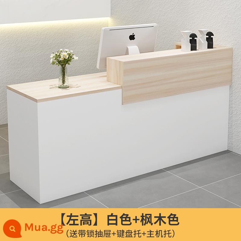 Quầy tính tiền quầy bar cửa hàng nhỏ cửa hàng quần áo cửa hàng tiện lợi thẩm mỹ viện bàn thu ngân quầy lễ tân công ty - Trắng + Phong trắng (phía trên bên trái)