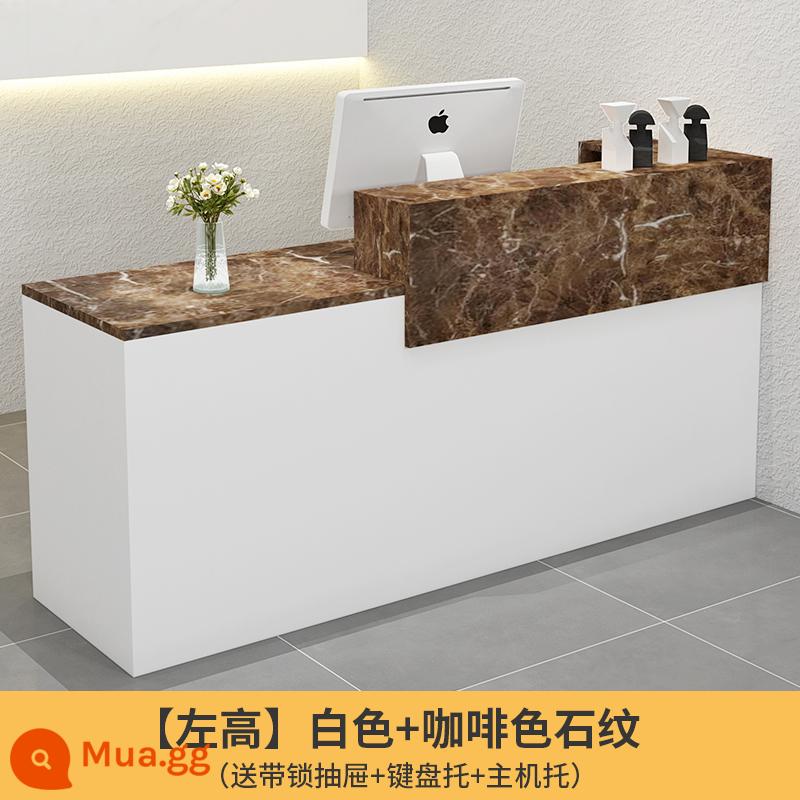 Quầy tính tiền quầy bar cửa hàng nhỏ cửa hàng quần áo cửa hàng tiện lợi thẩm mỹ viện bàn thu ngân quầy lễ tân công ty - Mẫu đá trắng + nâu (phía trên bên trái)