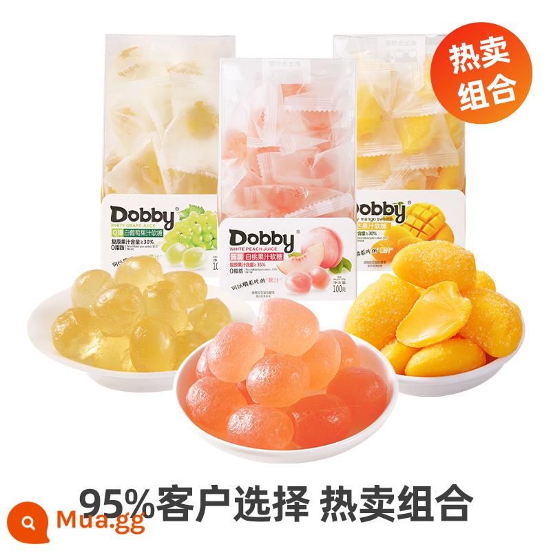 dobby dobby ếch du lịch giáng sinh kẹo dẻo trái cây xoài trắng nước đào kẹo snack chanh dây - [Kết hợp bán chạy] ❤Xoài + Đào trắng + Nho trắng