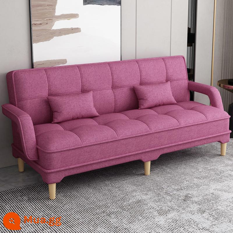 Gấp 2 Sofa Giường Căn Hộ Nhỏ Phòng Khách Đôi 3 Người Đa Năng Có Thể Giặt Vải Cao Su Lười Sofa Giường - Vải lanh màu tím