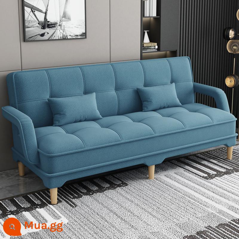 Gấp 2 Sofa Giường Căn Hộ Nhỏ Phòng Khách Đôi 3 Người Đa Năng Có Thể Giặt Vải Cao Su Lười Sofa Giường - Màu xanh (vải 3D)