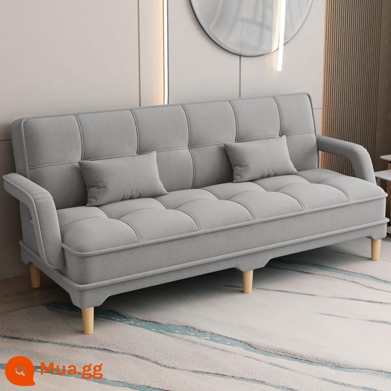 Gấp 2 Sofa Giường Căn Hộ Nhỏ Phòng Khách Đôi 3 Người Đa Năng Có Thể Giặt Vải Cao Su Lười Sofa Giường - Màu xám sáng (vải 3D)