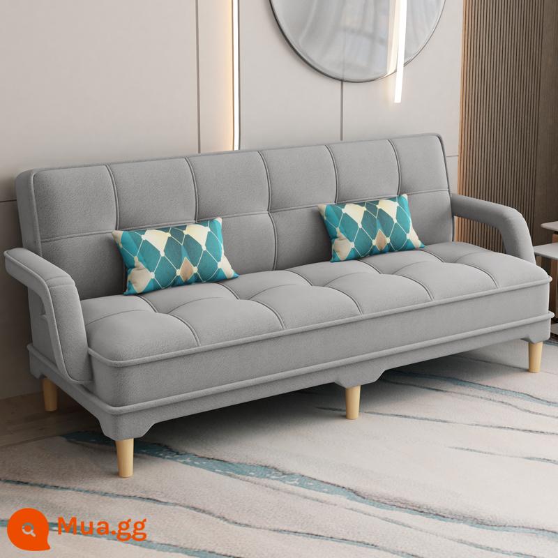 Gấp 2 Sofa Giường Căn Hộ Nhỏ Phòng Khách Đôi 3 Người Đa Năng Có Thể Giặt Vải Cao Su Lười Sofa Giường - Khối hình kim cương màu xám sáng (vải 3D)