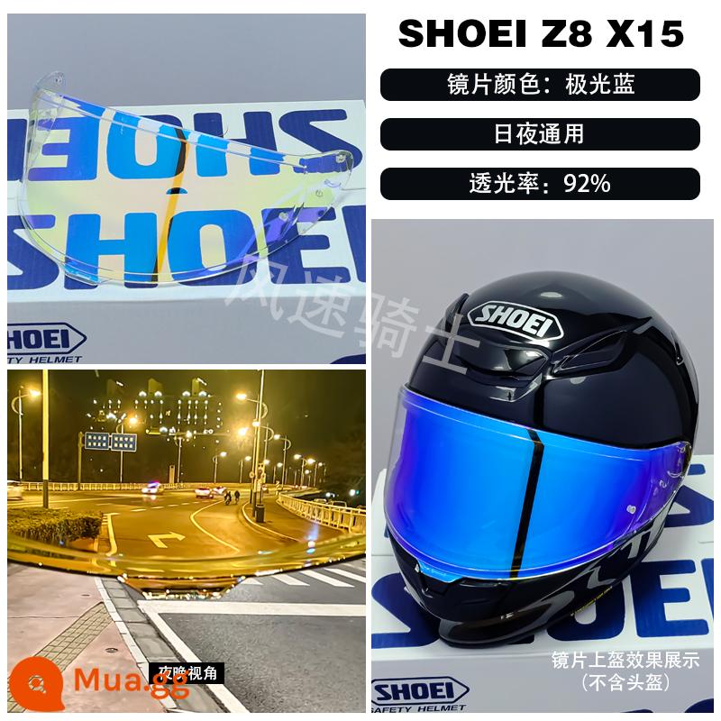 Ống kính SHOEI Z8 Z7 X14 X15 GT AIR Kính mũ bảo hiểm Glamster ngày và đêm cực quang đen chống sương mù - Z8 X15 Aurora Blue (sử dụng cả ngày lẫn đêm)