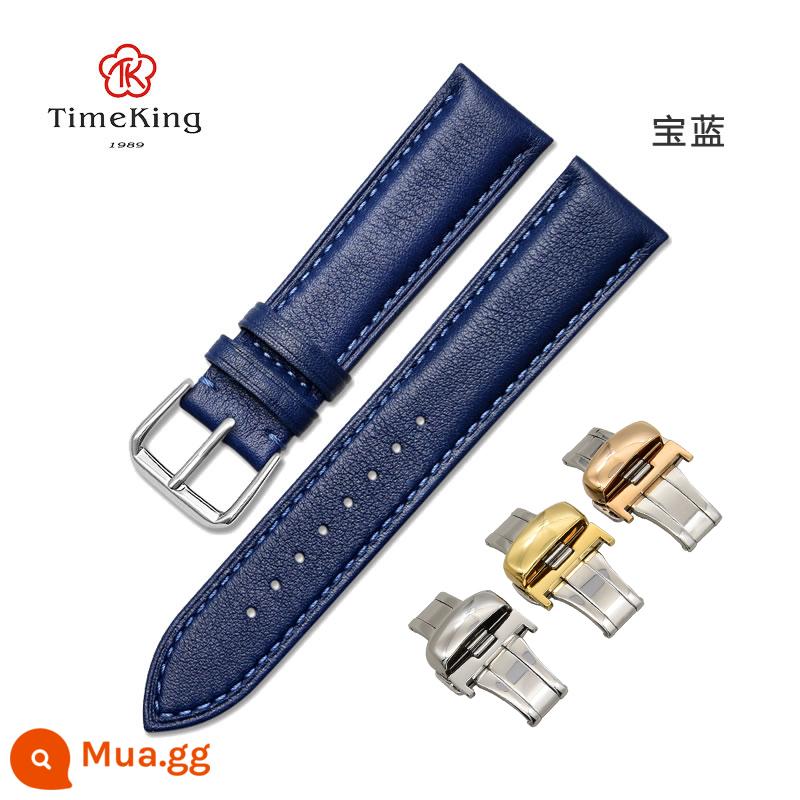 Timeking phù hợp với Tissot Longines Mido Omega IWC Amani dây da nguyên bản cho nam và nữ 6005 - Khóa gập màu xanh sapphire + bạc bán chạy nhất tại cửa hàng