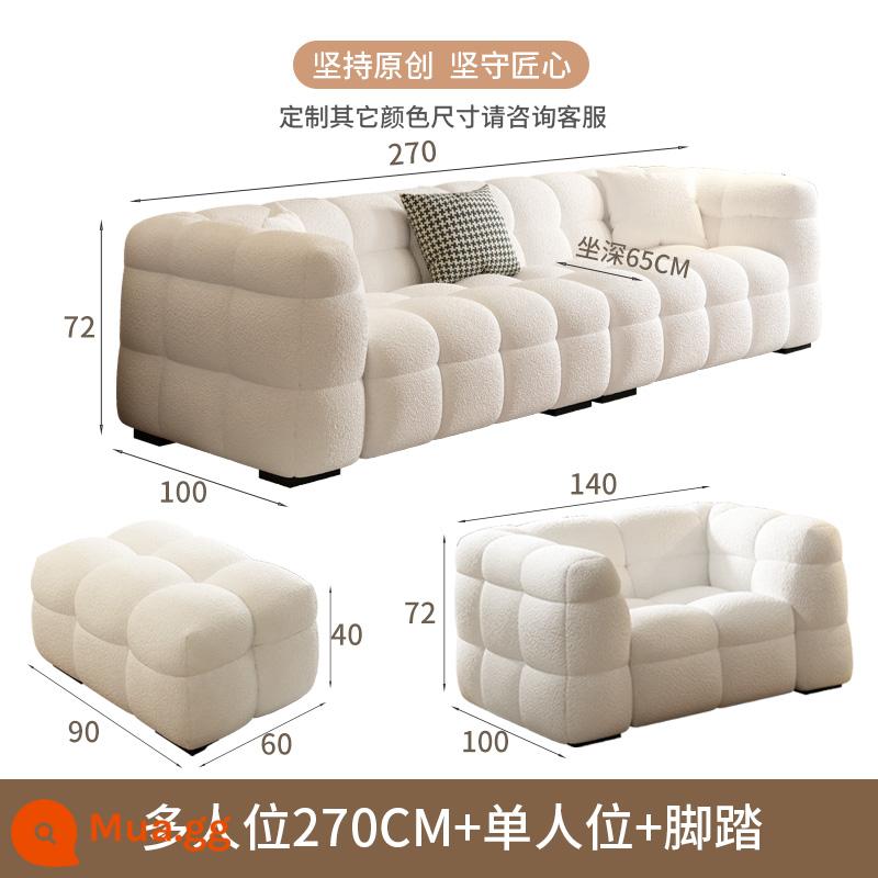 Creamy Wind Marshmallow Sofa Boba Modern Simple Room Size Căn hộ Căn hộ Retro Straight Teddy Velvet So - Nhiều chỗ ngồi [2,7 mét] + bàn đạp chân + bộ phận hỗ trợ đôi