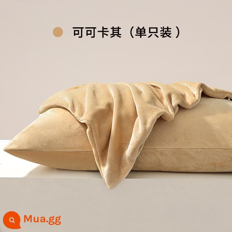 Nhung Sữa Áo Gối Cặp Áo Gối Đơn Gói 48 Cm X 74 Cm Cotton Nguyên Chất Mùa Thu Đông Gối nam Nhung San Hô 2 - [Coco Kaki/Đơn/Sữa Nhung]