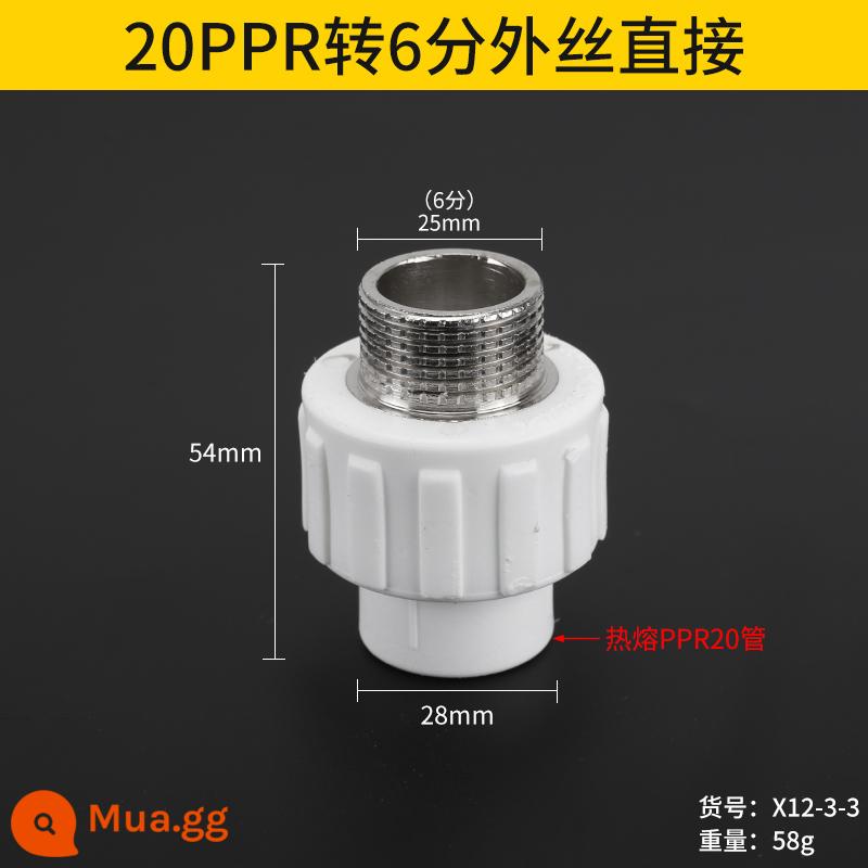 20PPR ren trong và ren ngoài trực tiếp Ống 25/32/40PPR 4 điểm/6 điểm ống nước nối thẳng giảm khớp nối - 20 dây bổ sung PPR*6