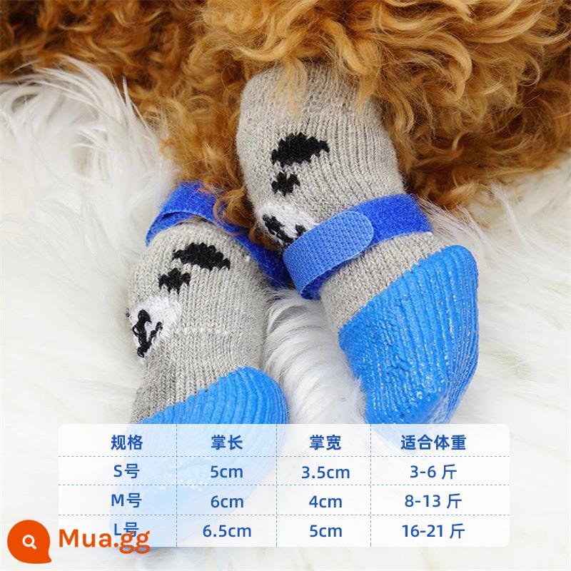 Giày cho chó mùa đông chống thấm nước chống rơi bao chân Teddy Bichon chó nhỏ không rớt chân tất chống bẩn giày và tất cho thú cưng - Mô hình nâng cấp gấu --- màu xanh