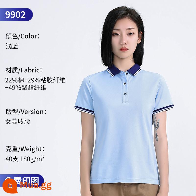 Áo Polo cao cấp tùy chỉnh quần áo làm việc đội mùa hè mặc in logo tùy chỉnh nhân viên T-shirt ngắn tay văn hóa - 9902 nữ xanh nhạt