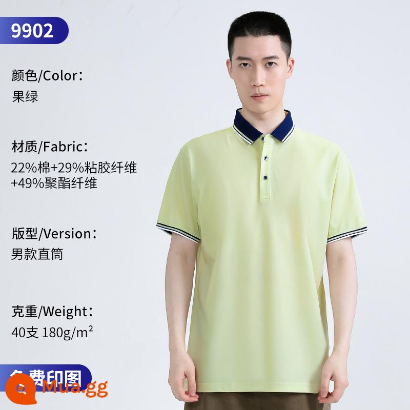 Áo Polo cao cấp tùy chỉnh quần áo làm việc đội mùa hè mặc in logo tùy chỉnh nhân viên T-shirt ngắn tay văn hóa - 9902 trái cây màu xanh lá cây