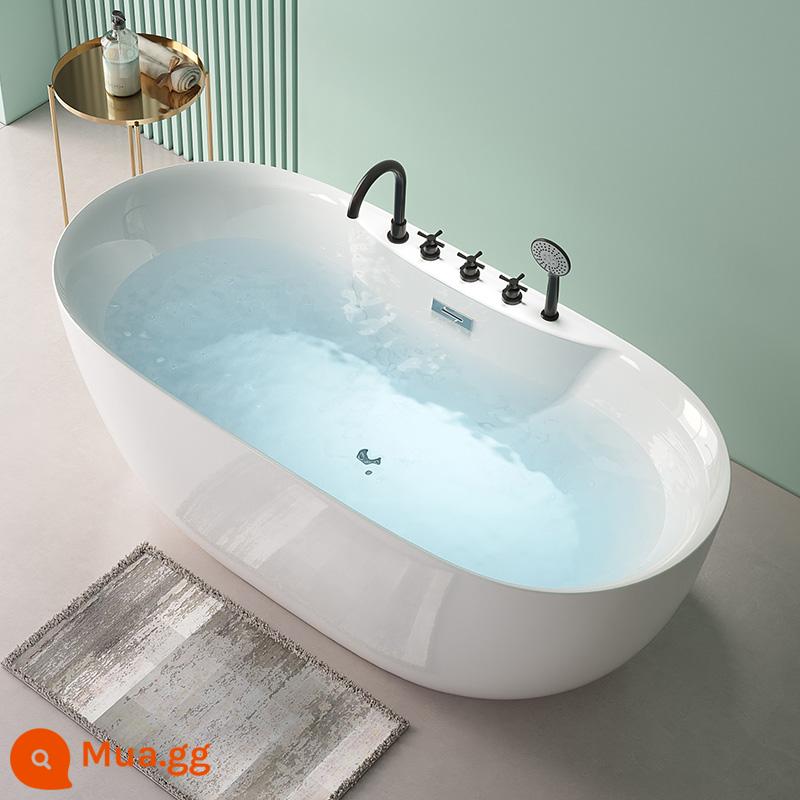 Áp lực -được kiểm tra nhà nhỏ Căn hộ Bathtub Nhiệt độ không đổi bồn tắm cạnh độc lập Di chuyển liền mạch Tích hợp Bathtub - Xi lanh rỗng + cấu hình bộ năm mảnh màu đen