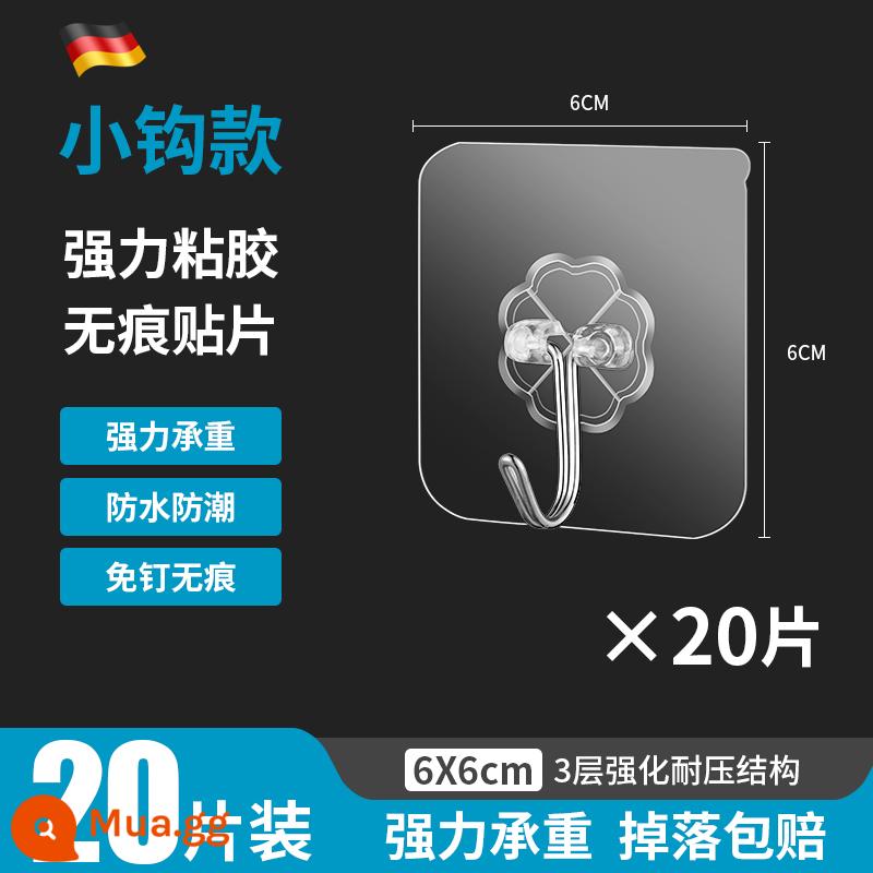 Móc trong suốt Móc phụ móc dính chịu lực bằng viscose chắc chắn dính vào tường Móc dính dán tường liền mạch tự dính - Miếng dán + móc nhỏ nhập khẩu 20 gói