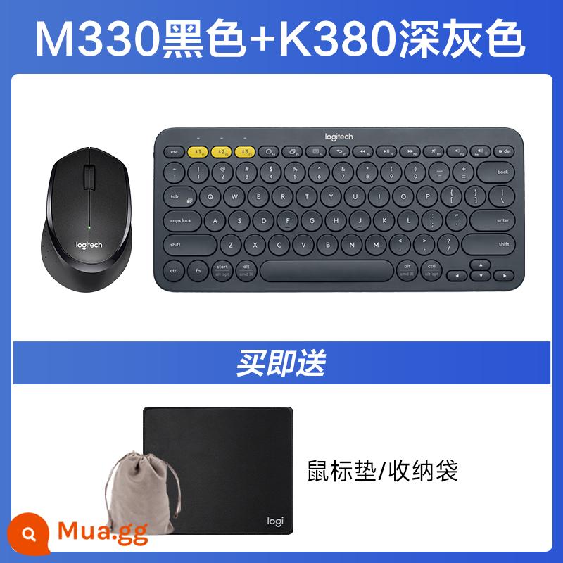 Chuột không dây Logitech M330 câm lặng bé trai bé gái văn phòng tại nhà chuột laptop thiết bị gắn ngoài chuyên dụng - [Bàn phím và chuột] M330 đen + K380 xám đậm