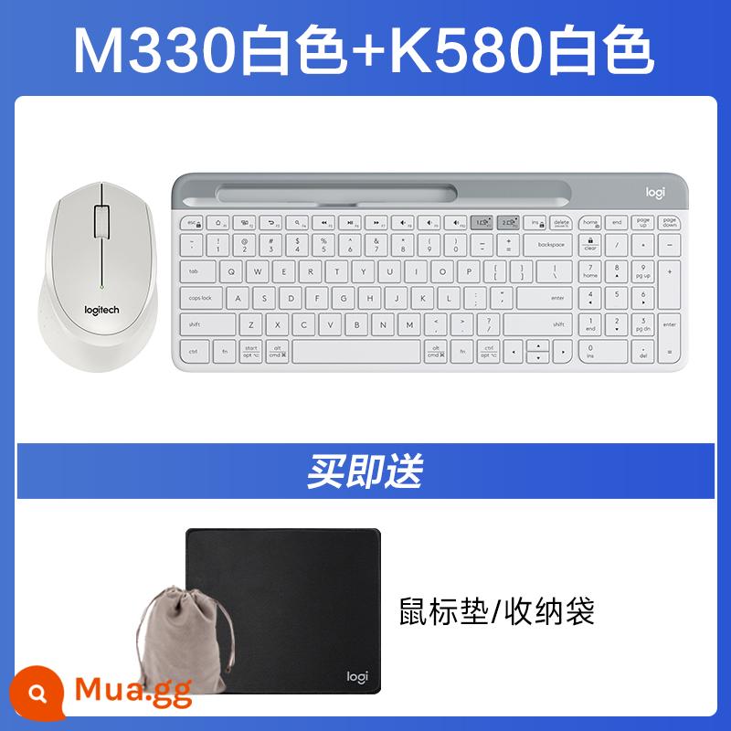 Chuột không dây Logitech M330 câm lặng bé trai bé gái văn phòng tại nhà chuột laptop thiết bị gắn ngoài chuyên dụng - [Bàn phím và chuột]M330 trắng+K580 trắng