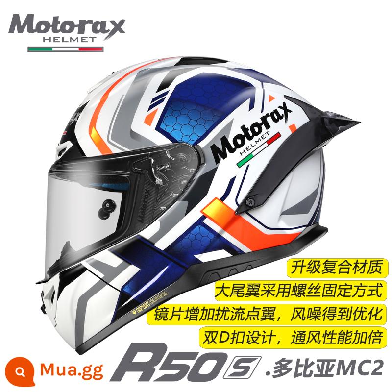 MOTORAX Morex R50S Một Mảnh Mũ Bảo Hiểm Xe Máy Mũ Bảo Hiểm Full Dành Cho Nam Và Nữ Đuôi To Anderson Mèo Đồng Thương Hiệu - R50S Dobia MC2