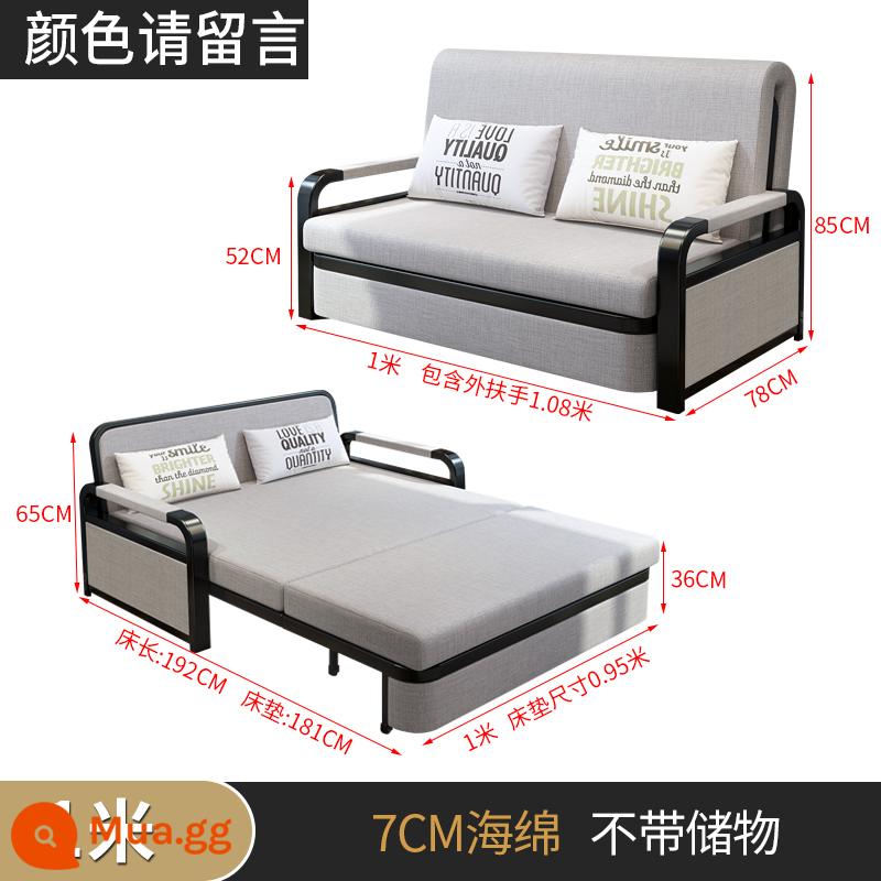 Sofa giường gấp phòng khách đa năng kiêm dụng căn hộ nhỏ giường đôi thu vào lưới đỏ đơn ngồi nằm kinh tế - 1m + xốp 7cm - ghi màu [thường]