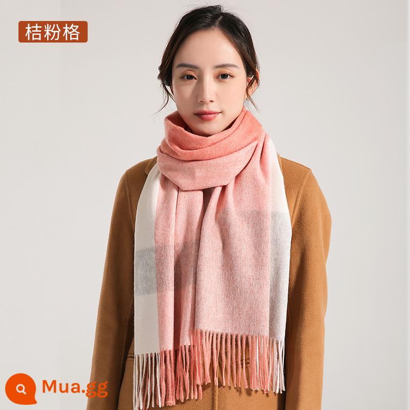 Câu chuyện Thượng Hải Khăn quàng cổ 100% cashmere dành cho nữ mùa đông phù hợp với tất cả các loại khăn choàng mùa thu đông cao cấp mang đến cho bạn gái cảm giác sang trọng - lưới màu hồng cam