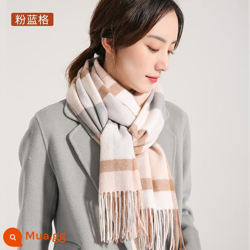 Câu chuyện Thượng Hải Khăn quàng cổ 100% cashmere dành cho nữ mùa đông phù hợp với tất cả các loại khăn choàng mùa thu đông cao cấp mang đến cho bạn gái cảm giác sang trọng - séc màu xanh hồng