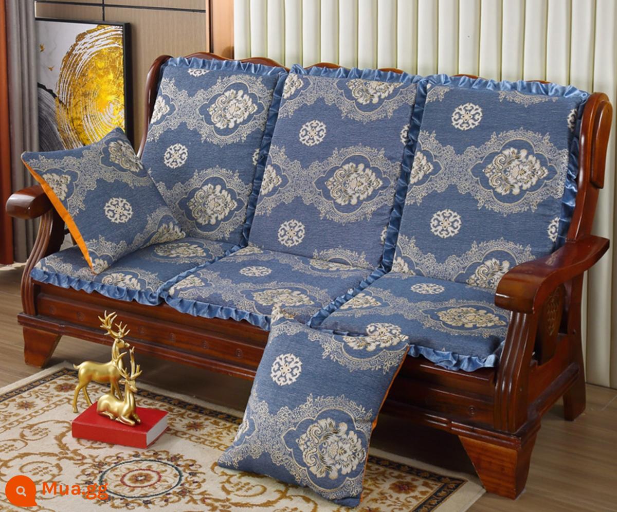 Đệm sofa gỗ đặc kết hợp chống trượt đa năng Đệm bọt biển dày ba chỗ có tựa lưng Đệm ghế gỗ kiểu cũ một mảnh - Trong suốt