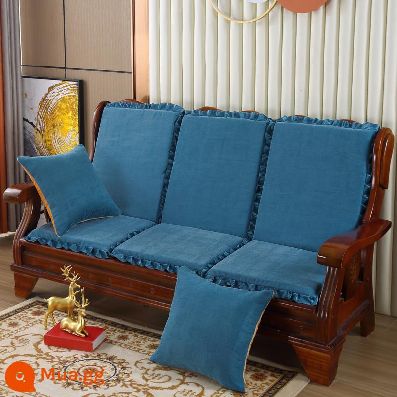 Đệm sofa gỗ đặc kết hợp chống trượt đa năng Đệm bọt biển dày ba chỗ có tựa lưng Đệm ghế gỗ kiểu cũ một mảnh - màu sô cô la