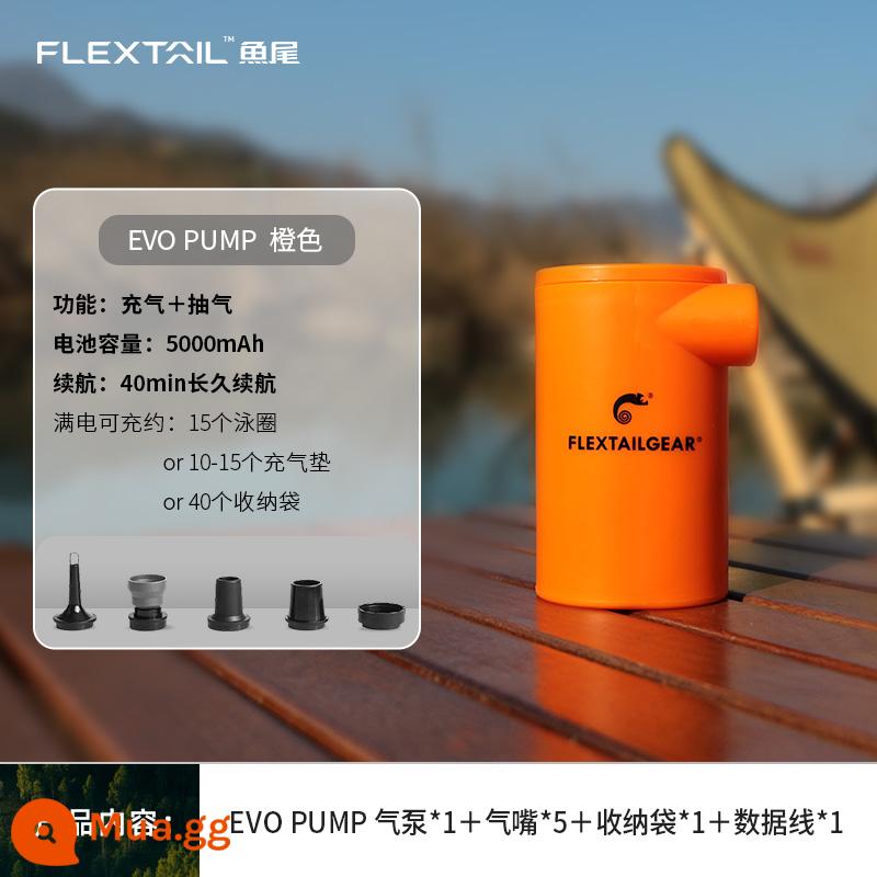 FLEXTAILGEAR Đuôi Cá Ngoài Trời Di Động Máy Bơm Hơi Cắm Trại Đệm Không Khí Giường Chân Không Túi Bơi Vòng Điện Máy Bơm Không Khí - BƠM EVO 5000mAh (màu cam)