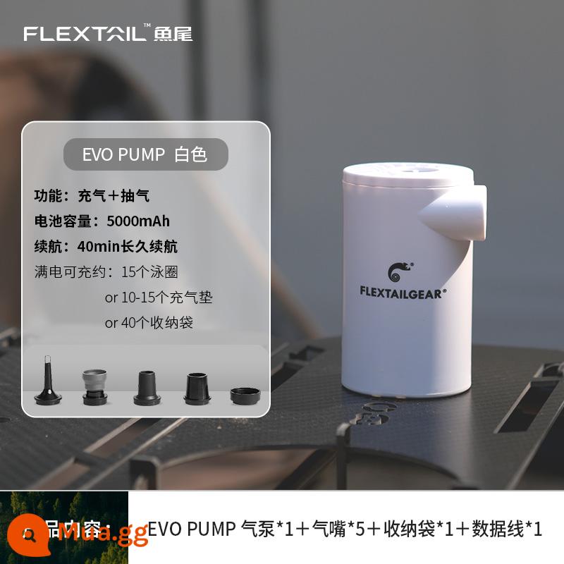 FLEXTAILGEAR Đuôi Cá Ngoài Trời Di Động Máy Bơm Hơi Cắm Trại Đệm Không Khí Giường Chân Không Túi Bơi Vòng Điện Máy Bơm Không Khí - BƠM EVO 5000mAh (màu trắng)