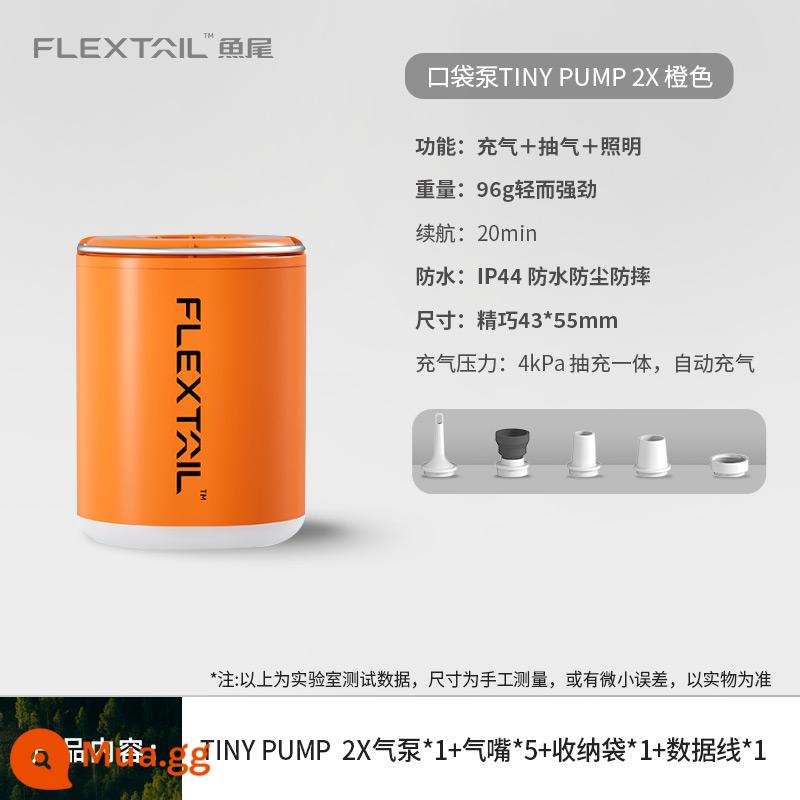 FLEXTAILGEAR Đuôi Cá Ngoài Trời Di Động Máy Bơm Hơi Cắm Trại Đệm Không Khí Giường Chân Không Túi Bơi Vòng Điện Máy Bơm Không Khí - TY2X (màu cam) đa chức năng và nhẹ