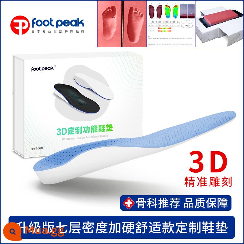 3D tùy chỉnh chân phẳng khắc phục đế trẻ em người lớn chân valgus đế vòm đệm XO chân footpeak - Đế chỉnh sửa 3D bằng da màu xanh, mới nâng cấp, hỗ trợ bảy lớp kháng khuẩn, kiểu dáng cứng cáp và thoải mái