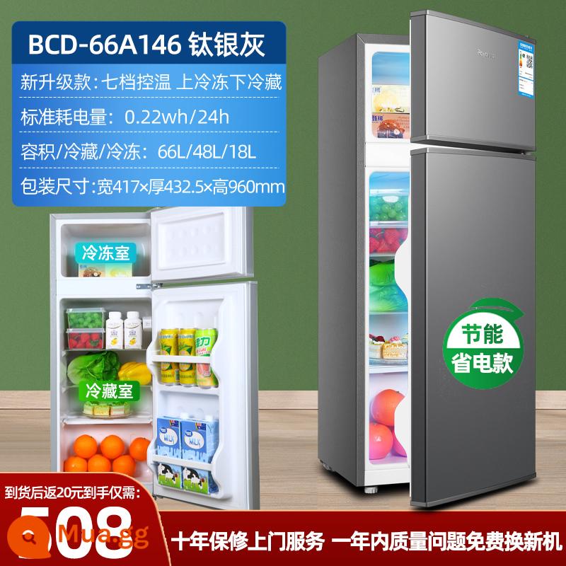 [Hiệu quả năng lượng cấp 1] Tủ lạnh nhỏ Rongshida Hộ gia đình Ký túc xá thuê nhỏ Tủ lạnh mini đơn tiết kiệm năng lượng - Hai cửa màu xám bạc 66A146 hiệu suất năng lượng cấp một [khoảng 1 kilowatt giờ trong 5 ngày, giảm giá 20 nhân dân tệ khi mua hàng]