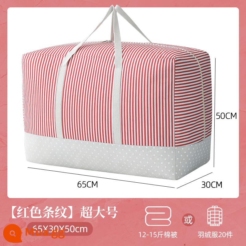 Công suất lớn chăn chăn túi lưu trữ di chuyển đóng gói túi quần áo cotton bao quần áo túi hoàn thiện hành lý - Kích thước cực lớn sọc đỏ [Chọn cái này cho chăn 15 pound! ]